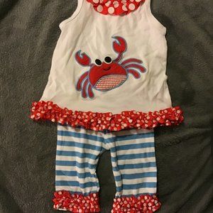 Mud Pie patriotic crab outfit 2T-3T